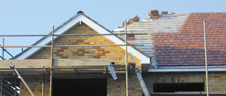 roof and scaffolding